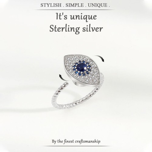 925 Sterling Silver Evil Eye Protection Ring