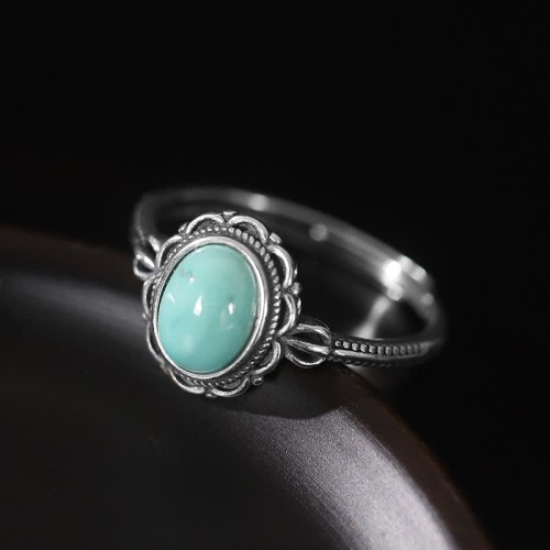 925 Sterling Silver Tibetan Turquoise Protection Ring
