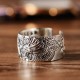 999 Sterling Silver Dragon Carved Protection Ring