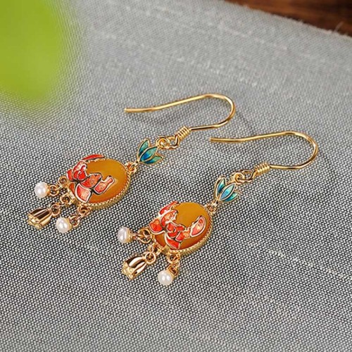 925 Silver Plated Amber Pearl Confidence Ring Set
