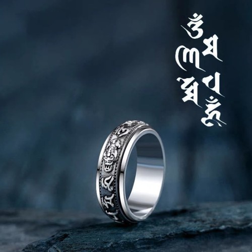 Tibetan Om Mani Padme Hum PiXiu Rotatable Luck Ring Tibetan Om Mani Padme Hum PiXiu Rotatable Luck Ring