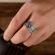 999 Sterling Silver Dragon Carved Protection Ring
