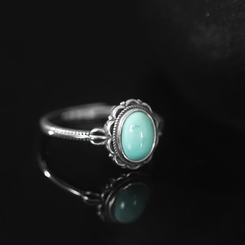 925 Sterling Silver Tibetan Turquoise Protection Ring