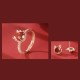 Flash Sale-925 Silver Year of the Dragon Cinnabar Red Agate Ring Set