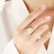 925 Silver Plated Copper White Jade Luck Ring