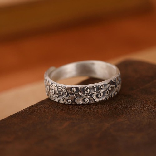 999 Sterling Silver Lotus Plum Blossom Enlightenment Ring 999 Sterling Silver Lotus Plum Blossom Enlightenment Ring