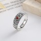925 Sterling Silver Red Agate Logical Thinking Ring