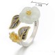925 Silver Plated Copper White Jade Luck Ring