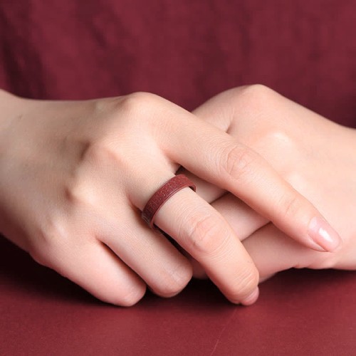 Cinnabar Om Mani Padme Hum Blessing Ring