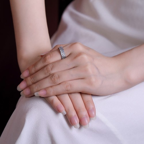 999 Sterling Silver Lotus Plum Blossom Enlightenment Ring 999 Sterling Silver Lotus Plum Blossom Enlightenment Ring