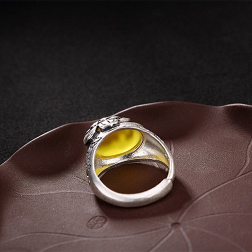 Citrine Lotus Blessing Ring