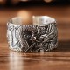 999 Sterling Silver Dragon Carved Protection Ring