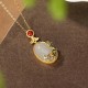925 Sterling Silver Hetian Jade Vine Luck Set 925 Sterling Silver Hetian Jade Vine Luck Set