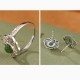 925 Silver Hetian Cyan Jade Luck Earrings Set