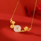 925 Sterling Silver Hetian Jade Plum Blossom Luck Set 925 Sterling Silver Hetian Jade Plum Blossom Luck Set