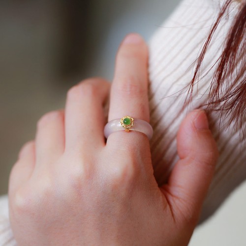Agate Cyan Jade Protection Ring