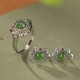 925 Silver Hetian Cyan Jade Luck Earrings Set
