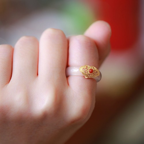 Agate Cyan Jade Protection Ring