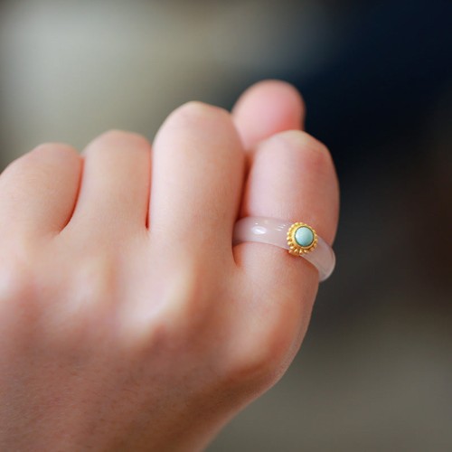 Agate Cyan Jade Protection Ring