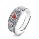 925 Sterling Silver Red Agate Logical Thinking Ring