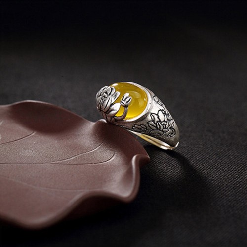 Citrine Lotus Blessing Ring
