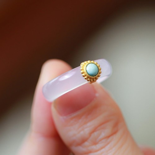 Agate Cyan Jade Protection Ring