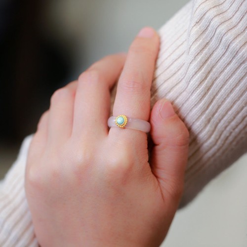 Agate Cyan Jade Protection Ring