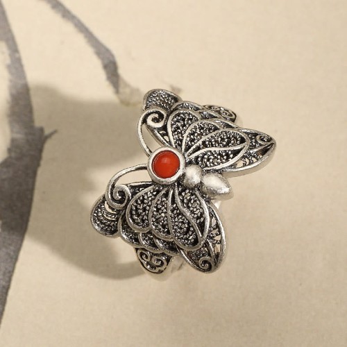 925 Sterling Silver Red Agate Butterfly Set