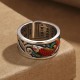 Blue Enamel Koi Heart Sutra Success Ring