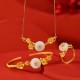 925 Sterling Silver Hetian Jade Plum Blossom Luck Set 925 Sterling Silver Hetian Jade Plum Blossom Luck Set