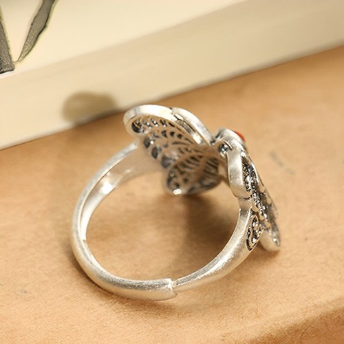 925 Sterling Silver Red Agate Butterfly Set