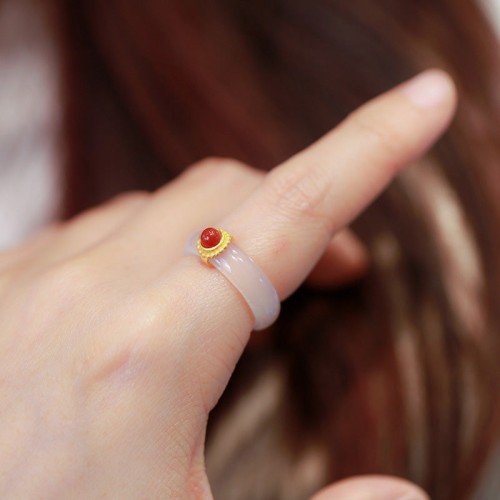 Agate Cyan Jade Protection Ring