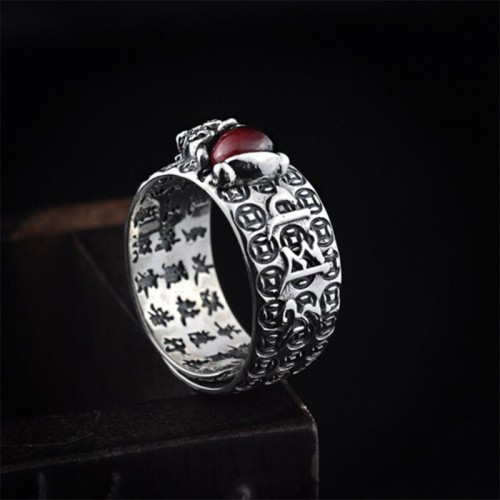 Feng Shui PiXiu Red Garnet Wealth Ring