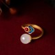White Jade Auspicious Cloud Luck Ring