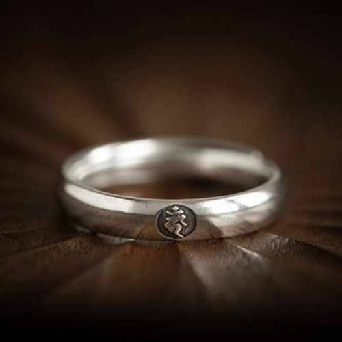 925 Sterling Silver Zodiac Buddha Blessing Couple Ring