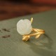 925 Sterling Silver Gold Rose Hetian Jade Happiness Ring 925 Sterling Silver Gold Rose Hetian Jade Happiness Ring