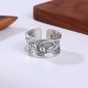 999 Silver Lotus Heart Sutra Protection Ring