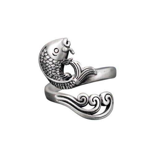 925 Silver Koi Fish Water Ripple Luck Ring 925 Silver Koi Fish Water Ripple Luck Ring