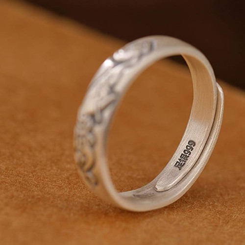 999 Sterling Silver Lotus Peony Enlightenment Ring
