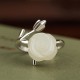 925 Sterling Silver Gold Rose Hetian Jade Happiness Ring 925 Sterling Silver Gold Rose Hetian Jade Happiness Ring
