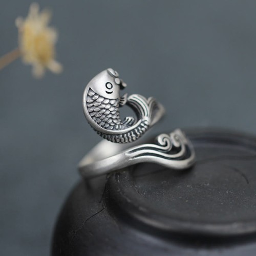 925 Silver Koi Fish Water Ripple Luck Ring 925 Silver Koi Fish Water Ripple Luck Ring