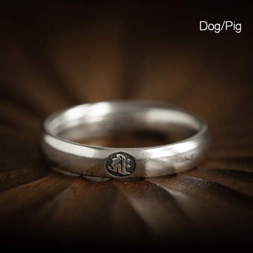 925 Sterling Silver Zodiac Buddha Blessing Couple Ring