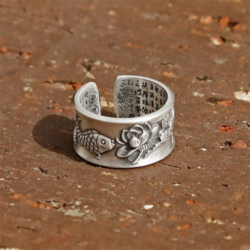 999 Silver Koi Fish Lotus Wealth Ring 999 Silver Koi Fish Lotus Wealth Ring