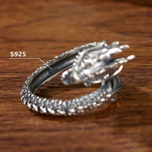 925 Silver Vintage Dragon Protection Ring