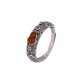 925 Silver Red Agate Cyan Jade Gourd Ring