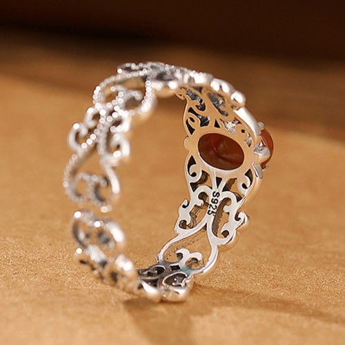 925 Silver Vintage Red Agate Calm Ring 925 Silver Vintage Red Agate Calm Ring