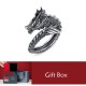 925 Silver Vintage Dragon Protection Ring