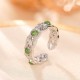 925 Sterling Silver Gold Braided Cyan Jade Ring