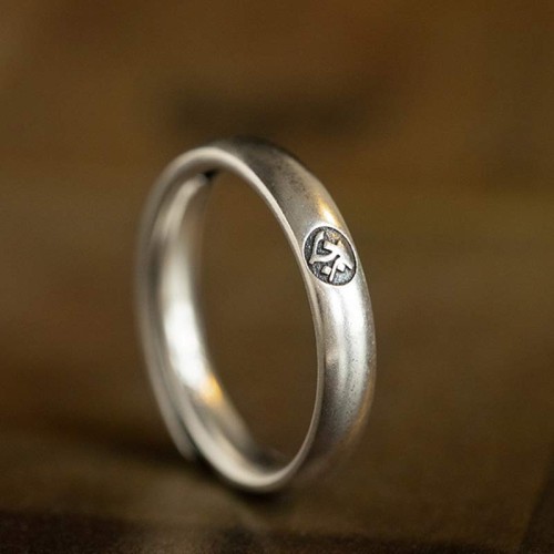 925 Sterling Silver Zodiac Buddha Blessing Couple Ring