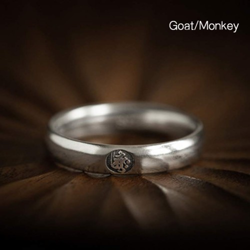 925 Sterling Silver Zodiac Buddha Blessing Couple Ring